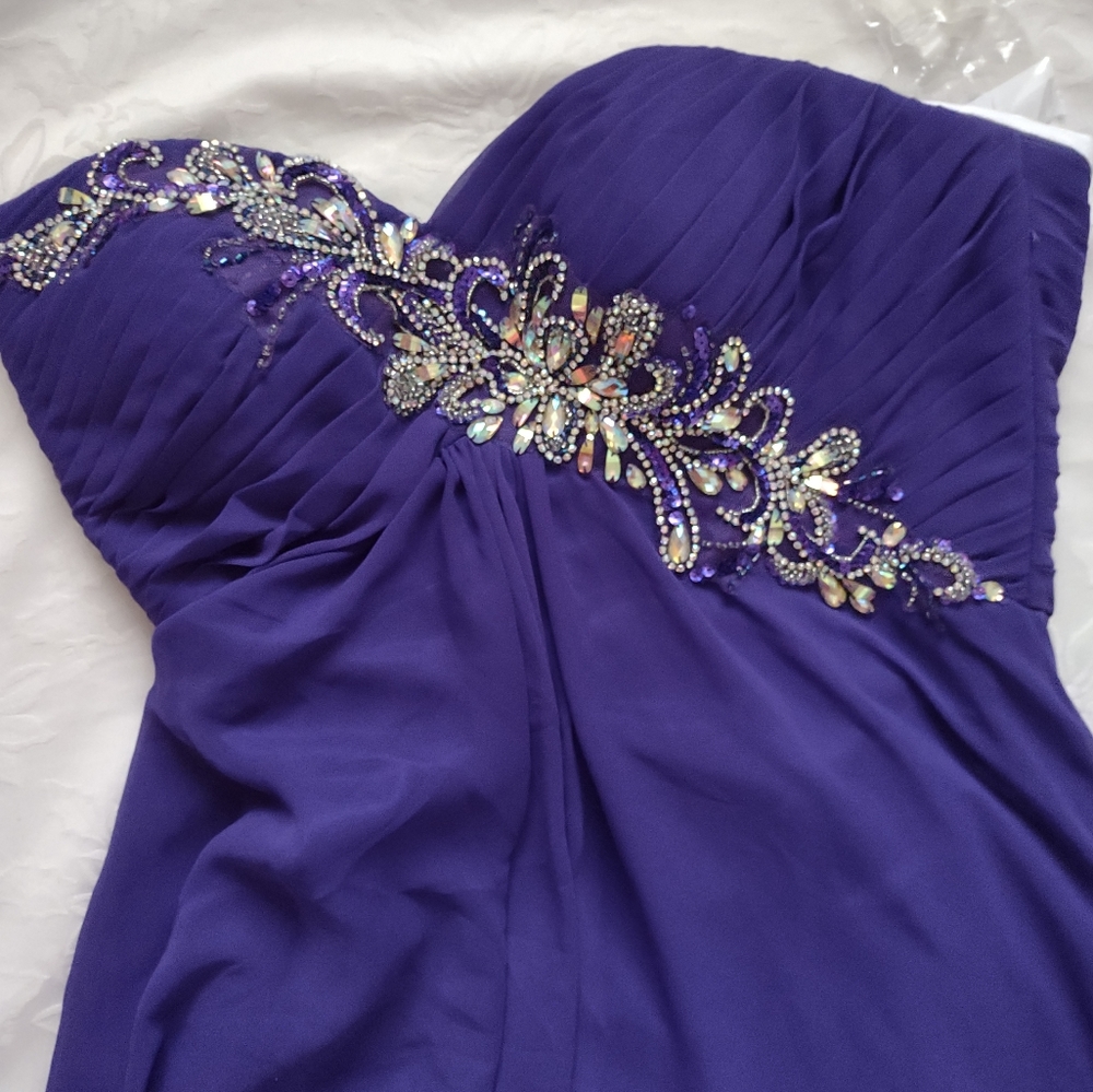 New 🆕 Xcite Aurora Borealis crystals sequins Sweetheart bustier corset purple